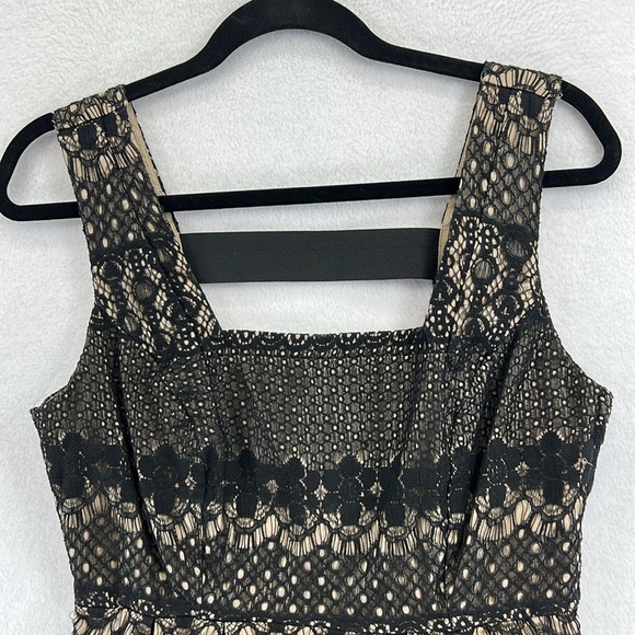 BeBop Mini Dress Sz Large Black Lace / Tan Lining Sleeveless Cutout Low Back EUC - Picture 3 of 11